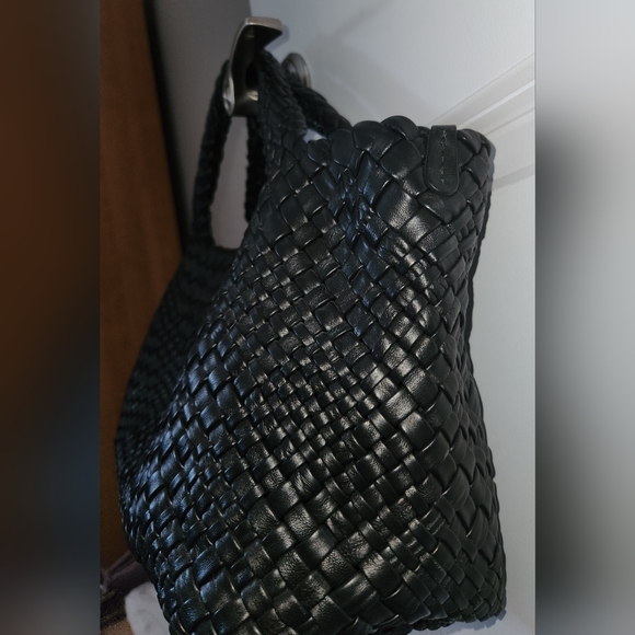 Falor Hand Woven Italian Leather Handbag Bag Satchel in Black; New w/o Tags - Picture 15 of 16